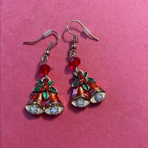 Festive Red and Green Bell Earrings